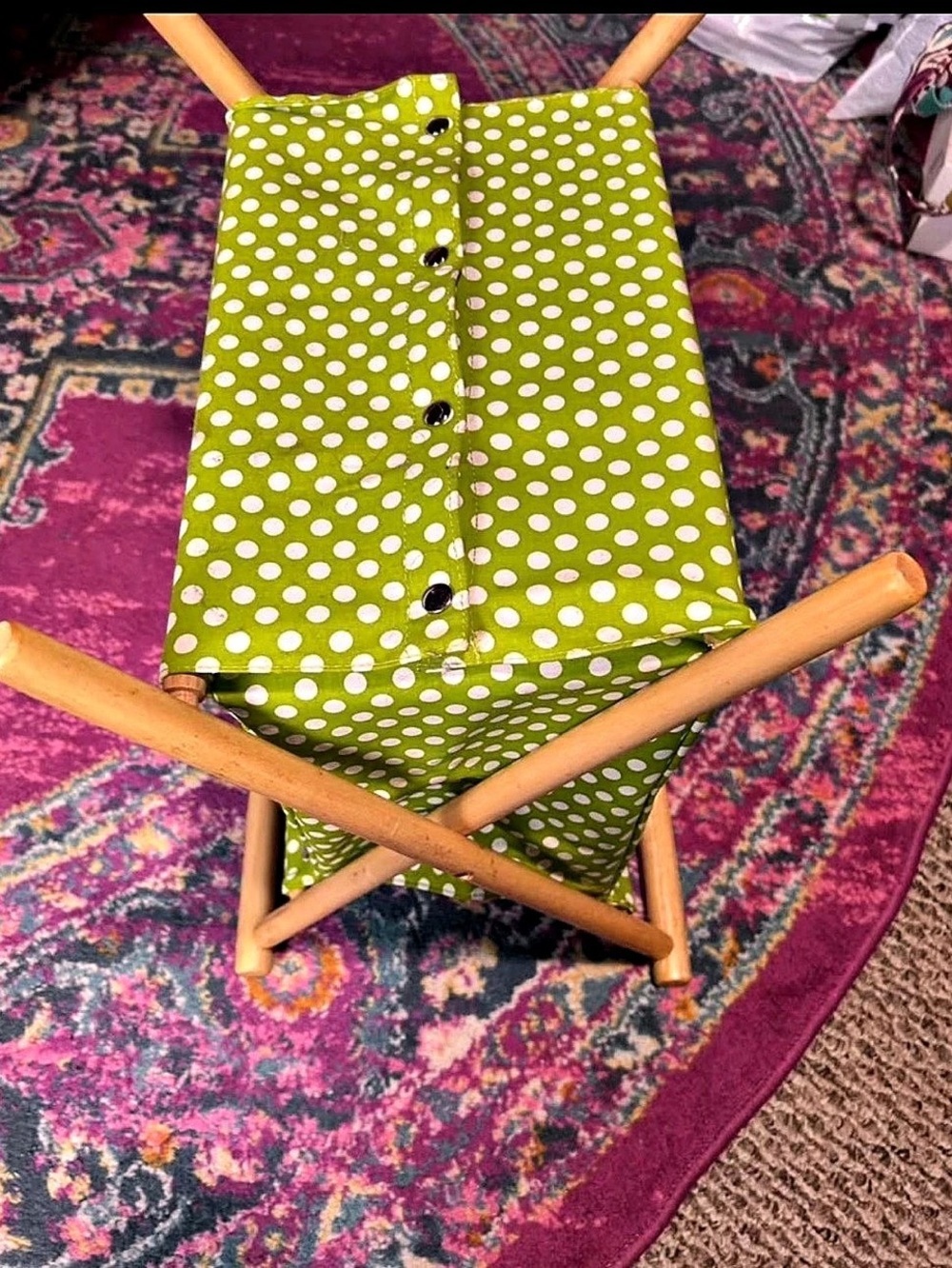 Green & White Polka Dot Storage Basket